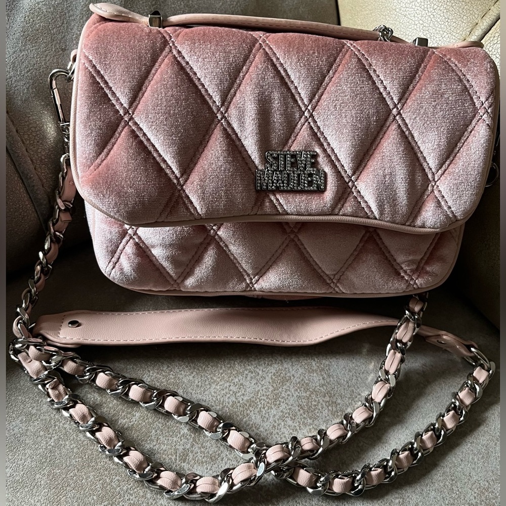 Steve Madden Blush Quilted Crossbody with Chain Strap